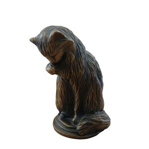 Franklin Mint Bronze Cat Figurine Curio Cabinet Animalier Vintage Heavy Duty 2"